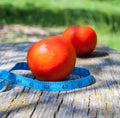 Tomatoes and tape measure Royalty Free Stock Photo