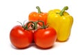 The tomatoes and two peppers Royalty Free Stock Photo