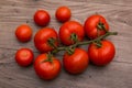 Tomatoes view from the top on a wooden table