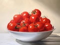 Tomatoes in a white bowl, realistic painting syle wall art poster