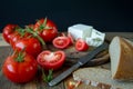 Tomatoes and white greek cheese Royalty Free Stock Photo