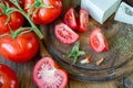 Tomatoes and white greek cheese Royalty Free Stock Photo