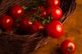 Tomatoes in the wicker basket Royalty Free Stock Photo