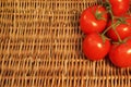 Tomatoes and wicker wooden table Background, XXXL