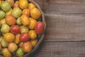 Tomatoes on a wooden background