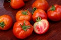 Tomatoes on wooden table