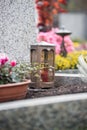 Candle at the cemetery, funeral Royalty Free Stock Photo