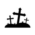 Tomb with crosses isolated on white background. Royalty Free Stock Photo