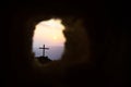 Tomb Empty With Crucifixion At Sunrise Royalty Free Stock Photo