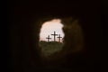 Tomb Empty With Crucifixion At Sunrise Royalty Free Stock Photo