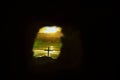 Tomb Empty With Crucifixion At Sunrise Royalty Free Stock Photo