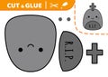 Tomb, grave. Squishmallow. Cut and glue. Applique Paper game Ghost Kawaii vector