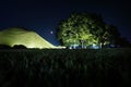 Tomb grave and trees in a park at night in Gyeongju, South Korea, Asia Royalty Free Stock Photo