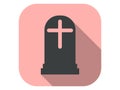 Tomb icon with long shadow. Gravestone flat style. Halloween, October 31st. Vector