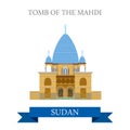 Tomb of Mahdi Sudan Flat style historic web vector