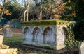 Tomb in Paines Lane Cemetery, Pinner, with graves dating from Victorian times, located Paines Lane, Pinner, Middlesex, UK.