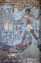 Tomb painting Mekhu catching fish, Aswan, Egypt