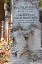 Tomb sculpture of a child hugging a gravestone