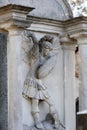 Tomb sculpture of a warrior on a wall of ancient crypt