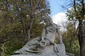 Tomb sculpture of a woman with wreath