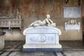 Tomb sculptures on marble tomb in medieval Camposanto Cemetery, Royalty Free Stock Photo