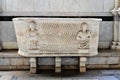 Tomb sculptures in the Monumental Cemetery at the Leaning Tower of Pisa