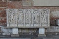 Tomb sculptures in the Monumental Cemetery at the Leaning Tower of Pisa