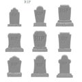 Tomb set. Ancient RIP. Collection of gravestones. Grave on white