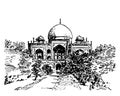 Tomb of Sultan Humayun vintage illustration