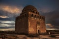 The tomb of the Sultan of Sekjuk Empire - Sanjar in an overcast day, located in Mary, Turkmenistan. Royalty Free Stock Photo