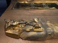 Tomb treasure of Egypt pharaoh Tutanchamun. Inner gold coffin shows the mummy of King. 14.03.2021 - Oerlikon, Switzerland