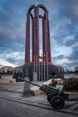 Tomb of the Unknown Soldier with artillery cannon in Bucharest, Romania