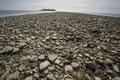 Tombolo of gravel at Silver Sands beach, Milford, Connecticut.