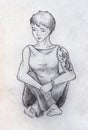 Tomboy girl with tattoo