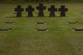 Tombs in Normandy. Graves of German soldiers in the German cemetery of La Cambe, Normandy, France. Royalty Free Stock Photo