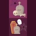 Tombs with set icons halloween