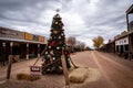 Streets of downtown Tombstone historic district decorated for Christmas