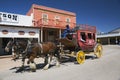 Tombstone, Arizona, USA, April 6, 2015, stage coach in old western town home of Doc Holliday and Wyatt Earp and Gunfight at the Royalty Free Stock Photo