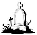 Tombstone cartoon hand drawn sketch Halloween Vector illustration Royalty Free Stock Photo