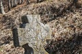 Tombstone christian stone cross closeup