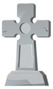 Tombstone cross cartoon icon. Gothic graveyard stone