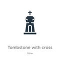 Tombstone with cross icon vector. Trendy flat tombstone with cross icon from other collection isolated on white background. Vector Royalty Free Stock Photo