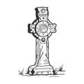 Tombstone Cross sketch vector illustration Royalty Free Stock Photo