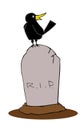 Tombstone with crow.