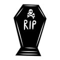 Tombstone doodle black, cartoon isolated on white background, vector illustration for design and decor, Halloween Royalty Free Stock Photo