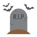 Tombstone flat icon, halloween and scary, grave