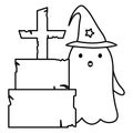 Tombstone ghost trick or treat happy halloween