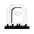 Tombstone and grass isolated design icon line style Royalty Free Stock Photo