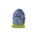 Tombstone of grave. Headstone and grass, Halloween clipart. Cemetery gravestone. Tomb on graveyard. Flat vector