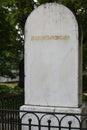 Tombstone on the grave. Novodevichy Monastery. Moscow. Russia. There is an inscription on the plate : until the sweet date. Royalty Free Stock Photo